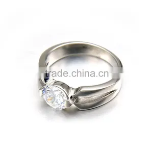 2016 Classic Women Wedding Band Jewelry Never Fade Stainless Steel Diamond Ring thumbnail-2
