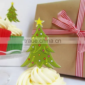 12 Christmas Tree Cupcake Decorations Toppers Decorations Pick thumbnail-3