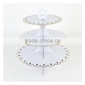 3 Tier Round Cake Cupcake Stand Cake Stand White Cupcake Stand With Black Dots thumbnail-1