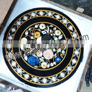 Handmade Black Marble Inlay Dining Table Tops, Marble Coffee Table Top thumbnail-3