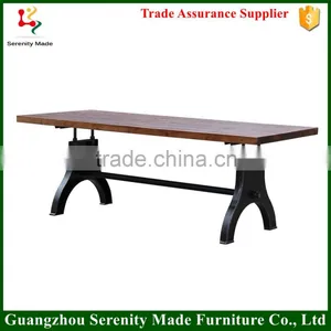 Adjustable Height Wooden Dining Table With Metal Legs thumbnail-1