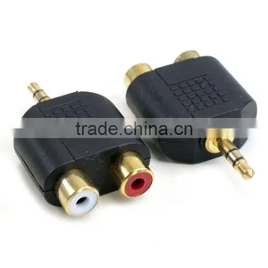 1pair,GOLD 1/8" 3.5 Stereo Mini Plug to Dual RCA Jacks thumbnail-1