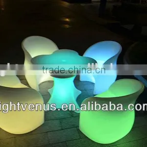 Color Change LED Luminous Study Dining Platic Table and Chair thumbnail-2