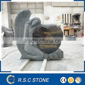 Granite Tombstone;angel With Heart Granite Tombstone;hand Carved Headstone thumbnail-1