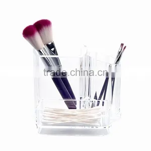 Acrylic Cosmetic Makeup Holder Box for Brush Cream Lotion Cotton Swab Storage Organizer thumbnail-1