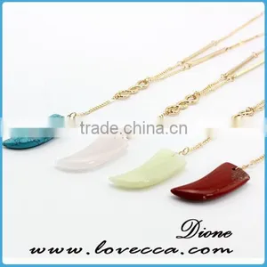 Synthetic Turquoise Gemstone Necklace Jewelry With Gold Plated Chain thumbnail-6
