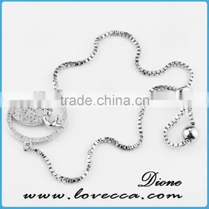 24K Gold Platinum Plated Curb Crystal Micro Pave CZ Gold Chain Bracelet for Girls thumbnail-1