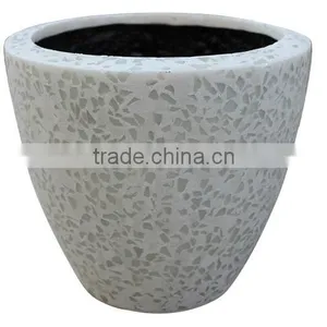 Sandstone Round Flower Pot With Glass Pieces Garden Pots thumbnail-2