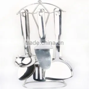 7pcs Stainless Steel Cookware Set,S/S Flat Drain-spatula-spoon-rack Set thumbnail-1