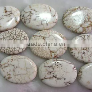 16" 20-25mm Elliptical Natural Loose White Turquoise Beads thumbnail-1