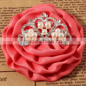 Satin Hanmade Rose Flower With Crown for Kids Hair Accessories thumbnail-3