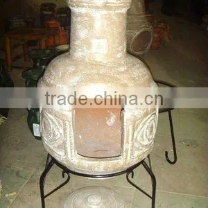 Clay Chimney With Metal Stand, Fire Shelf and Lid thumbnail-1