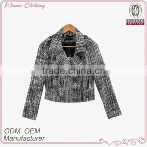 Latest Design Lapel Collar Front Zipper Open Long Sleeve Lady/woman Fashion Jacket&blazer thumbnail-1