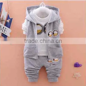3PCS Baby Boys Girls Clothing Set Long Sleeve Shirt Pants Vest Hoodie thumbnail-2