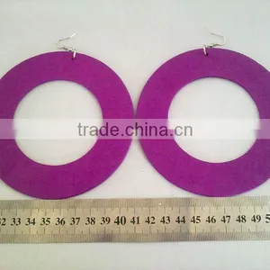Hot Sale Fluorescent Hoop Earrings, Fashion Oversized Wood Earring, Fashion Wood Jewelry thumbnail-1