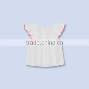 Baby Girls White Tops Children Cute Blouse Raglan Sleeve Ruffle Clothes thumbnail-2