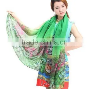 Fashion Women Chiffon Scarf Floral Print Drive Travel Shawl Beach Style Slik Wrap Pashmina thumbnail-5