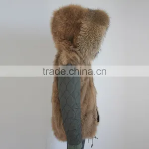 Myfur China Wholesale Fur Parka Mujer With Real Fox Fur Lining Raccoon Fur Collar Hooded thumbnail-6