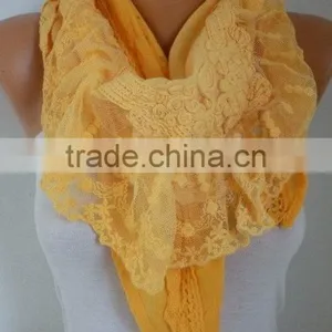 YellowScarf,Spring Summer Scarf, Easter Gift,Oversized Wrap, Lace Shawl, Gift Ideas for Her, Women Fashion Accessories thumbnail-3