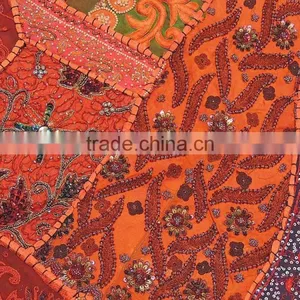 Orange Lounge Floor Pillow Cover Hand Embroidered Bed European Cushion 26in thumbnail-3