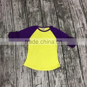 Free Shipping Girls Clothes O-neck Baby Girls Kids Icing Ruffle Raglan Tops Shirts Girls Casual Tops Fall Autumn Top T-shirt thumbnail-4