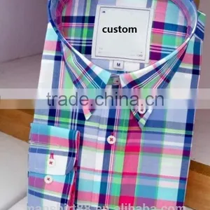 Latest Fashion Designer Button Down Shirt Gingham Plaid Shirt thumbnail-3