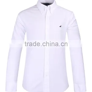 2017 White Oxford Long Sleeve Button-down Collar Casual Shirt for Men thumbnail-2