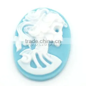 Skyblue Resin Halloween Skull Pattern Oval Cameo 25x18mm(1"x3/4"), Sold per Packet of 50 thumbnail-1