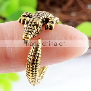 Crocodile Animal Wrap Rings Unique Rings Fine Jewelry Adjustable Rings thumbnail-4