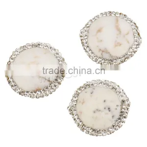 New Flat Shape Natural White Turquoise Beads With Rhinestone Hot Sale in Market thumbnail-4