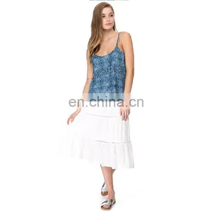 New Arrival White Cotton Draped Blank Long Maxi Skirt thumbnail-5