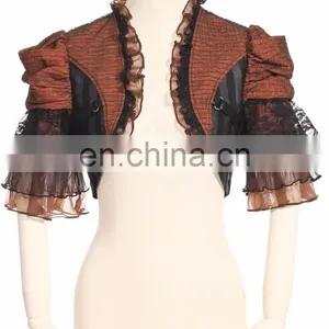 Steampunk Style Crop Top Jacket With Fluonce Layered Sleeves thumbnail-1