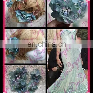 Aidocrystal Handmade Artificial Hair Flower With Pealrs Rhinestone Bridal Hair Comb Accessories thumbnail-1