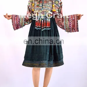 Vintage Traditional Kuchi Dress With Tassel - Afghan Ethnic Tribal Dress -Tribal Banjara Kuchi Dress -Afghan Kuchi Ethnic Dress thumbnail-1
