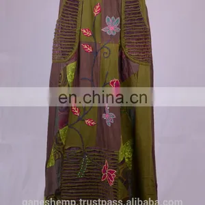 Stylish Razor Cut Embroidered Floral Patches & Print Maxi Wrap Around Summer Skirt HHCS 138 A thumbnail-1