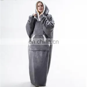 Elaborate Design Super Soft Double Sided Durable Wearable Sherpa Blanket Hoodie For Men Women Children thumbnail-2