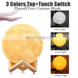2020 Latest Hot Creative Gift 3d Led Night Light 3 Colors Touch Control Charge 3d Moon Lamp 20cm thumbnail-4