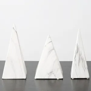 Water Transfer Printing Pyramid Figure Marble Triangular White Home Art Decoration thumbnail-3