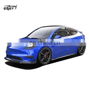 For Tesla Model Y Zeus Style Carbon Fiber Front Lip Spoiler Side Skirt Rear Diffuser for Model Y thumbnail-4