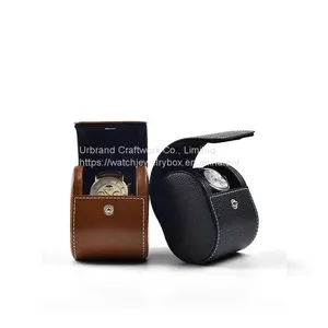 New High-grade PU Leather Snap on Portable Single Travel Watch Packing Box Storage Bag thumbnail-2