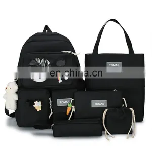 2021 New Design Nylon School Bags For Girls 5 Pcs Set Backpack Women College Backpack Waterproof Leisure Bag thumbnail-2