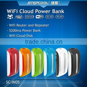 4 in 1 Portable 3G Wifi Router With Wifi Wireless Data Storage and Sharing; Built-in Power Bank 5200ma thumbnail-1