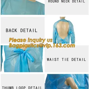 CPE Gown, Medical Disposable Aprons for Doctor, LDPE Coated Biohazard Apron,Surgical Apron, Logo Printed Disposable Medical Plasti thumbnail-4