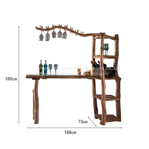 Red Wine Rack Solid Wood Hand Made Rustic thumbnail-1
