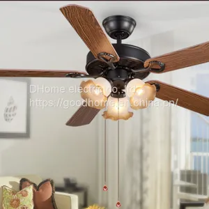Retro Five Leaf Strong Wind Bedroom Lamp/Ceiling Fan Lamp/woodiness（Wechat:13510231336） thumbnail-1