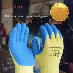 Yingkeer Enkerr Level 3 Cut-resistant Gloves, Gloves With Blue Latex Wrinkled Dipping on Thumb, Cut-resistant Gloves thumbnail-4
