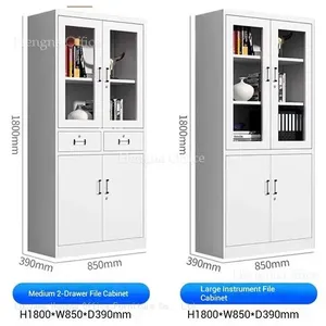 Steel Office Storage Cabinet With 5 Lockable Drawers – H1800mm Filing & Wardrobe Combo | Customize Color or Add Logo thumbnail-4