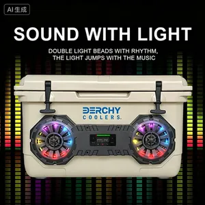 45L Durable Insulated Bluthtooth Speaker Cooler for Ice Fishing & Camping Waterproof PE Portable Cooler With Wheels thumbnail-1