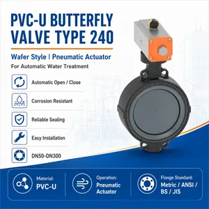 PVC-U Wafer Butterfly Valve Type 240 Pneumatic Actuator For RO System And Chemical Dosing thumbnail-1