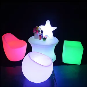 Party Light up Table Kitchen Bar Led Chairs Nightclub Furniture Mini Bar Plastic Table Bar Stool Light up Furniture Set thumbnail-4